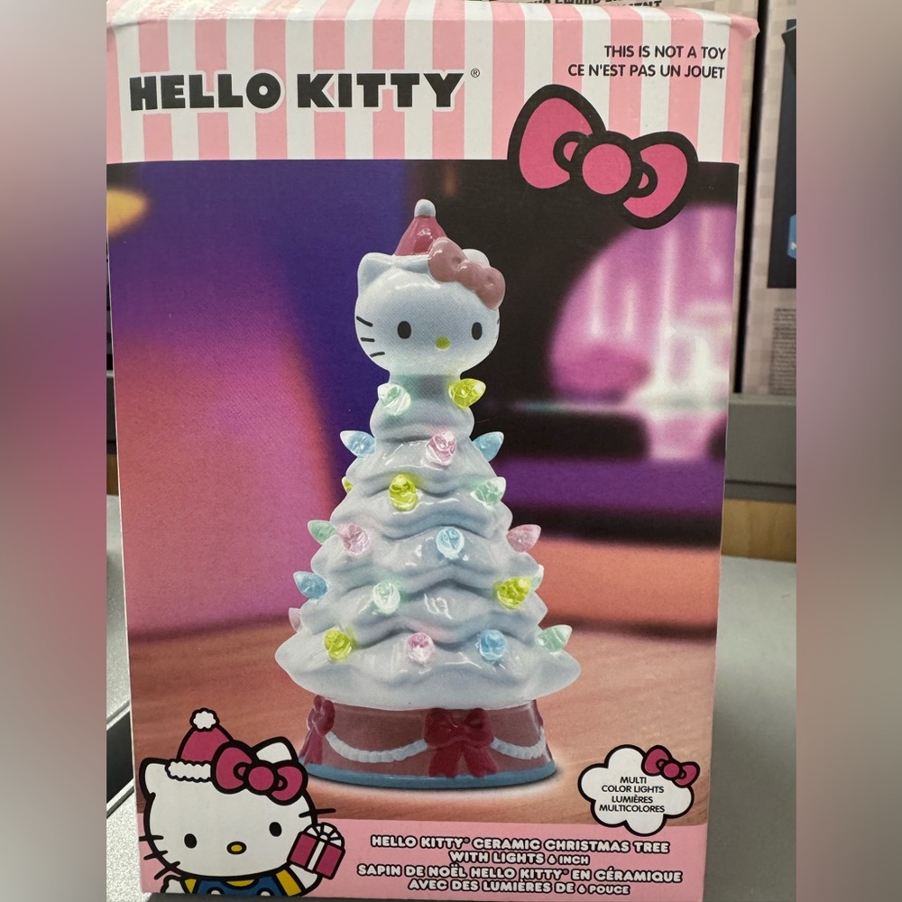 Hello Kitty White Ceramic Christmas Tree with Colorful Lights